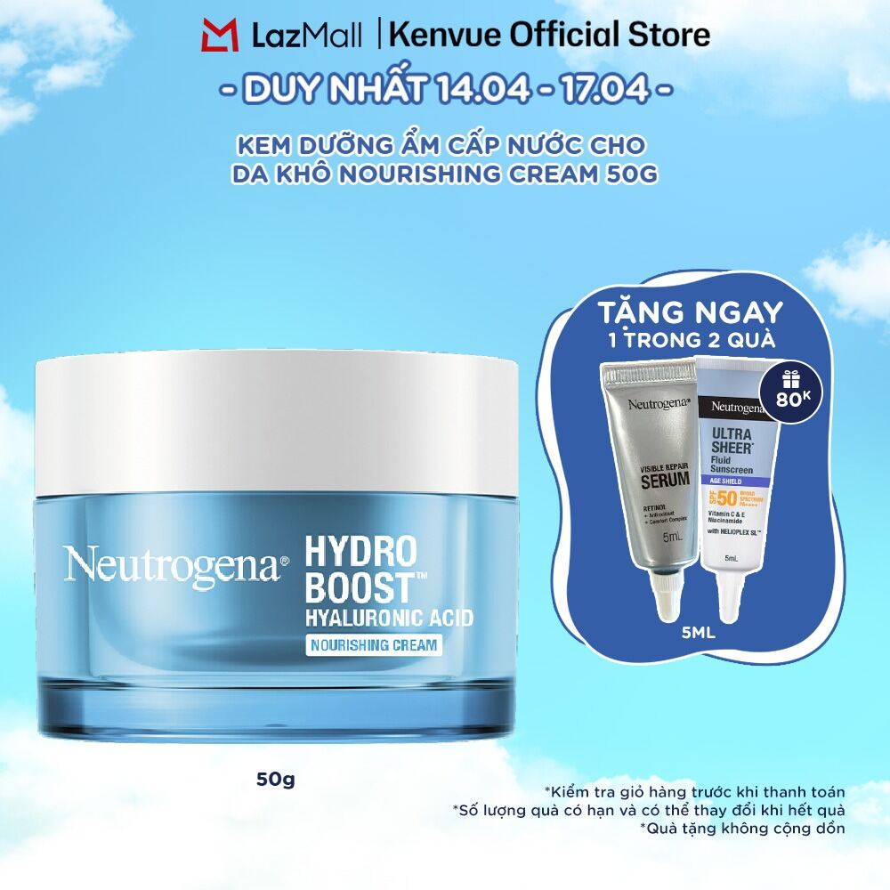 Kem dưỡng ẩm cho da khô Neutrogena® Hydro Boost Hyaluronic Acid Nourishing Cream (50g)