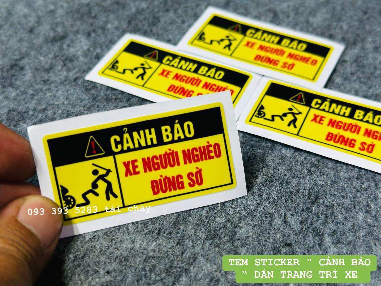 Tem canh báo dán trang trí xe và nhiều vi trí khác