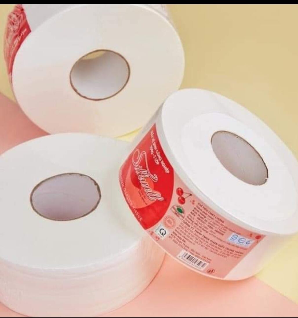 Giấy vệ sinh cuộn lớn, giấy vệ sinh công nghiệp Silkwell 500g có lõi siêu