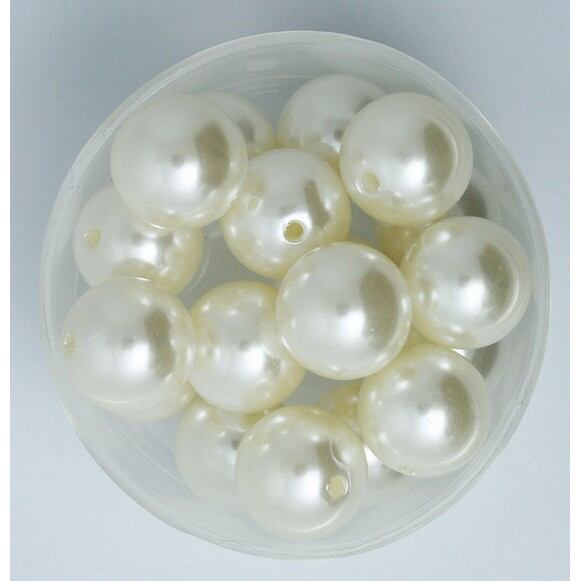 Gói 50 gram hạt nhựa giả ngọc trai 3-16mm màu kem có lỗ