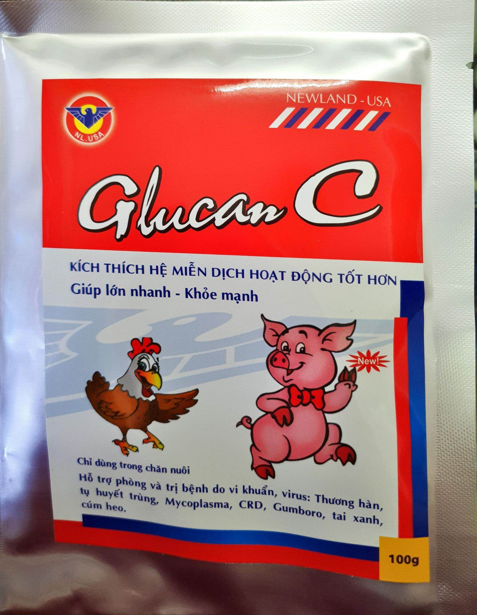 Glucan C (100gr) - Tăng cường sức đề kháng, chống stress, kích thích hệ miễn dịch cho gà đá, vịt, thú cưng