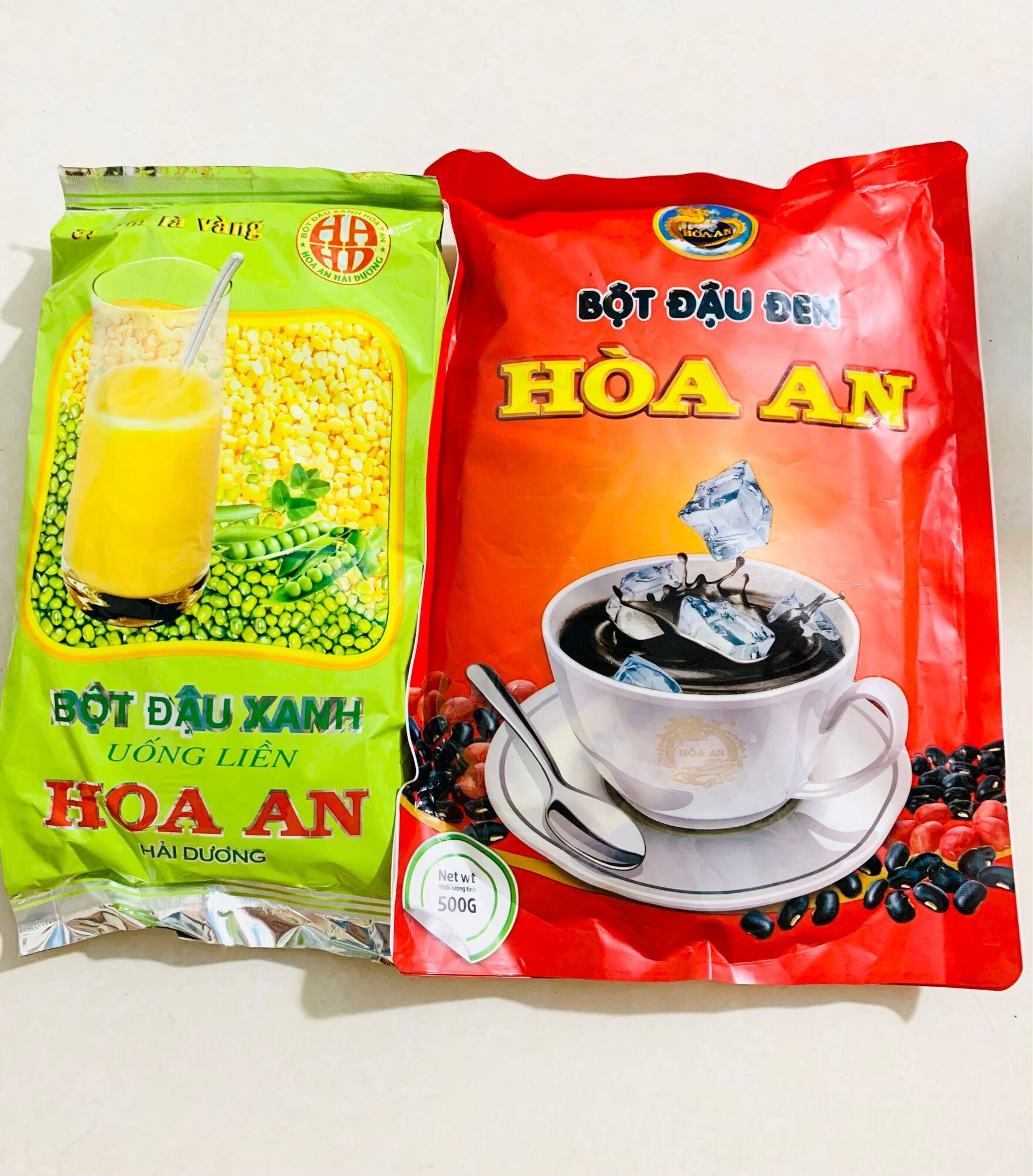 Sét 2 gói Bột đậu xanh + Bột đậu đen uống liền 💖Bột đậu Hoà An 💖Đặc sản Hải Dương