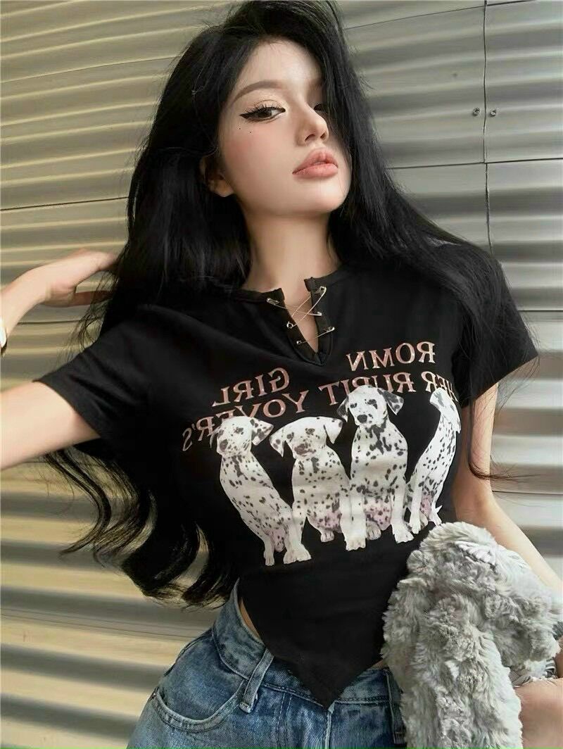 Áo croptop vạt 4 chú cún BG