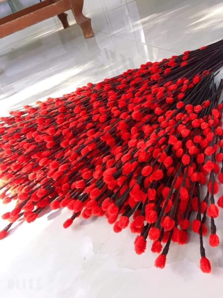 Nụ tầm Xuân làm sẵn bằng kẽm nhung, 1 cành