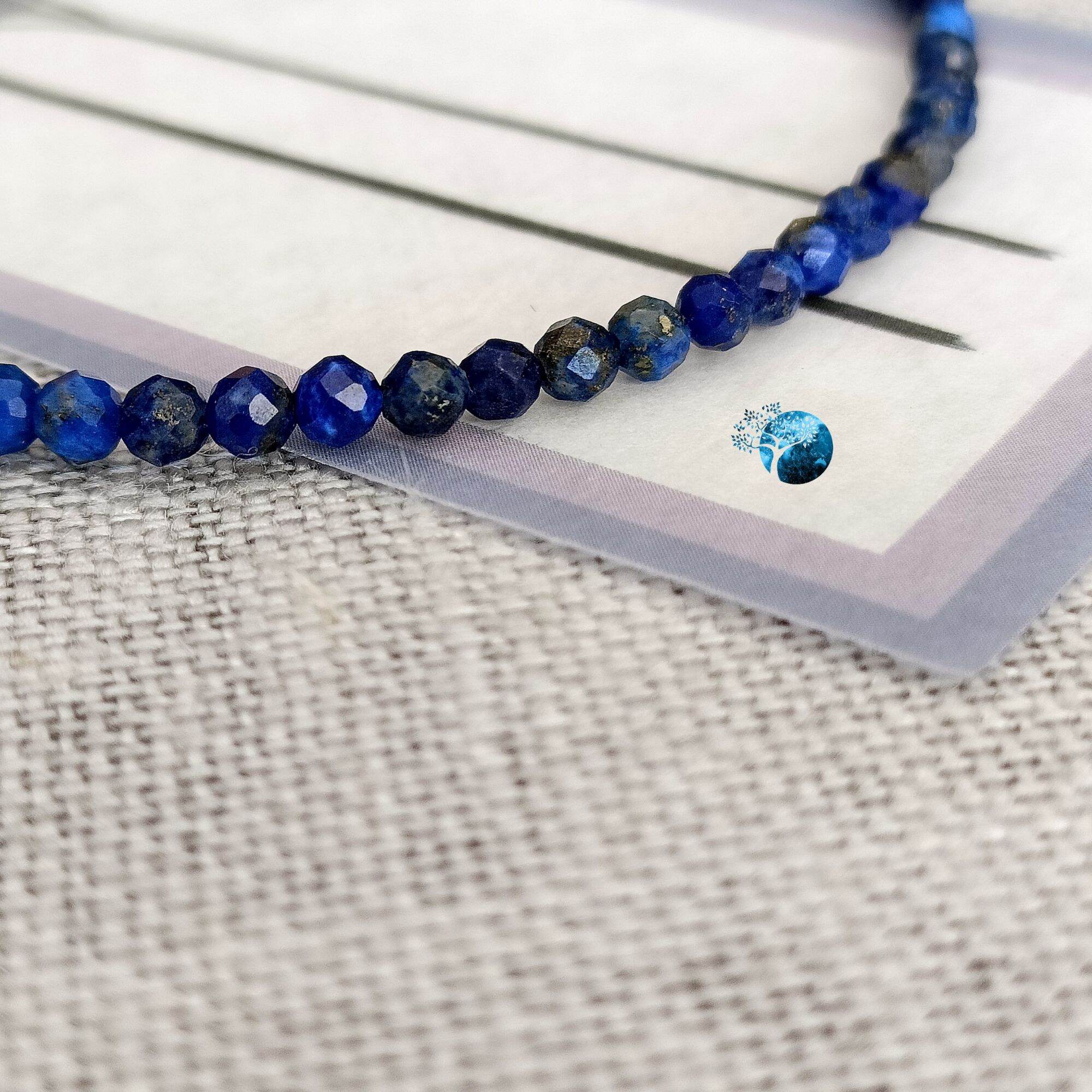 Vòng tay đá lapis lazuli cắt giác 3mm