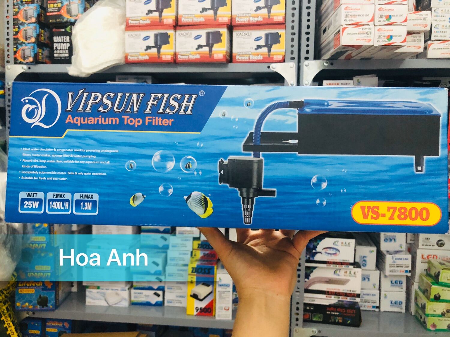 Vipsun Fish VS-7800 - Bộ Máng và Máy Bơm Lọc Nước Hồ Cá - Có bông lọc