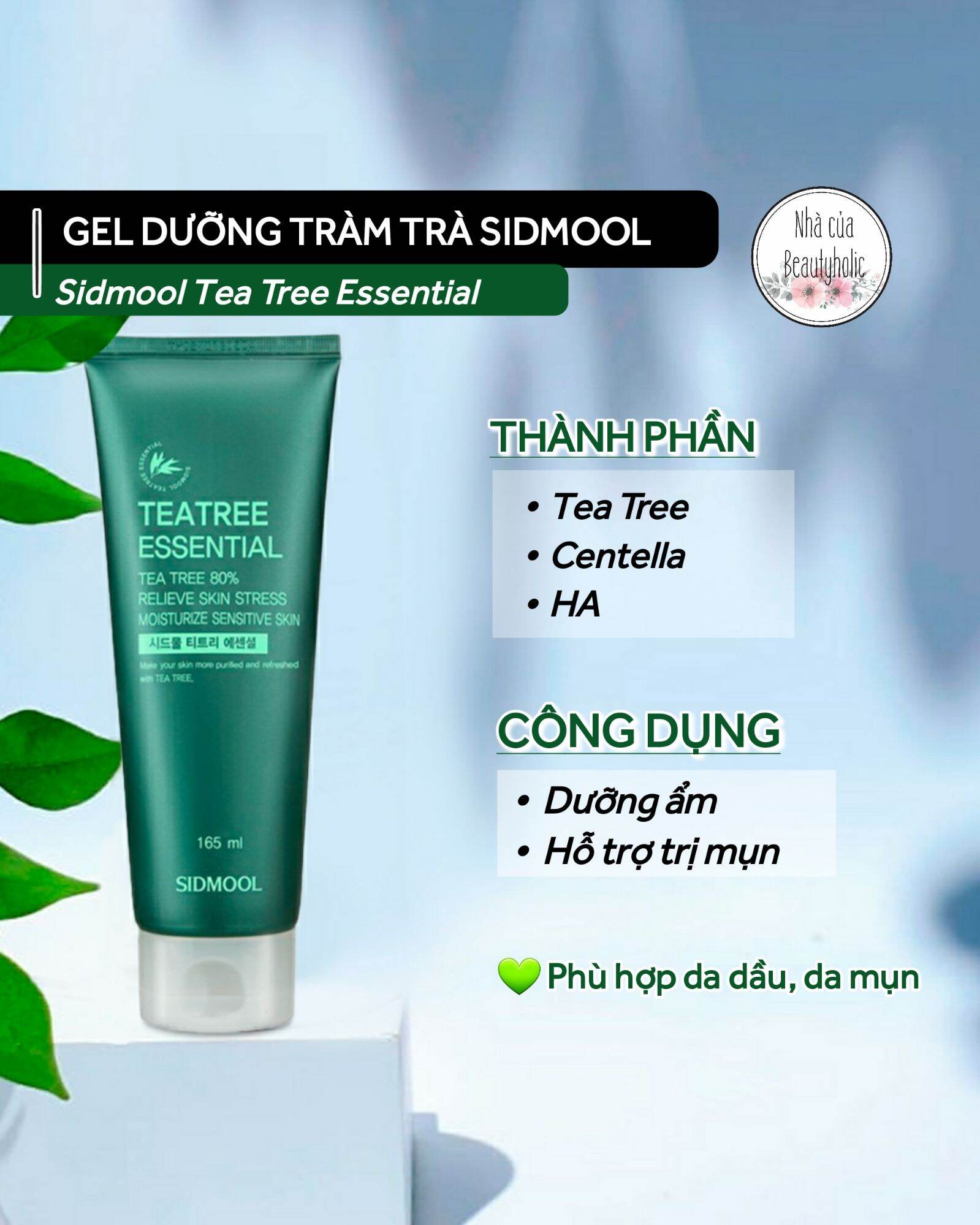 [Hcm][Nhacuabeautyholic] Gel Dưỡng Tea Tree Sidmool Tea Tree Essential