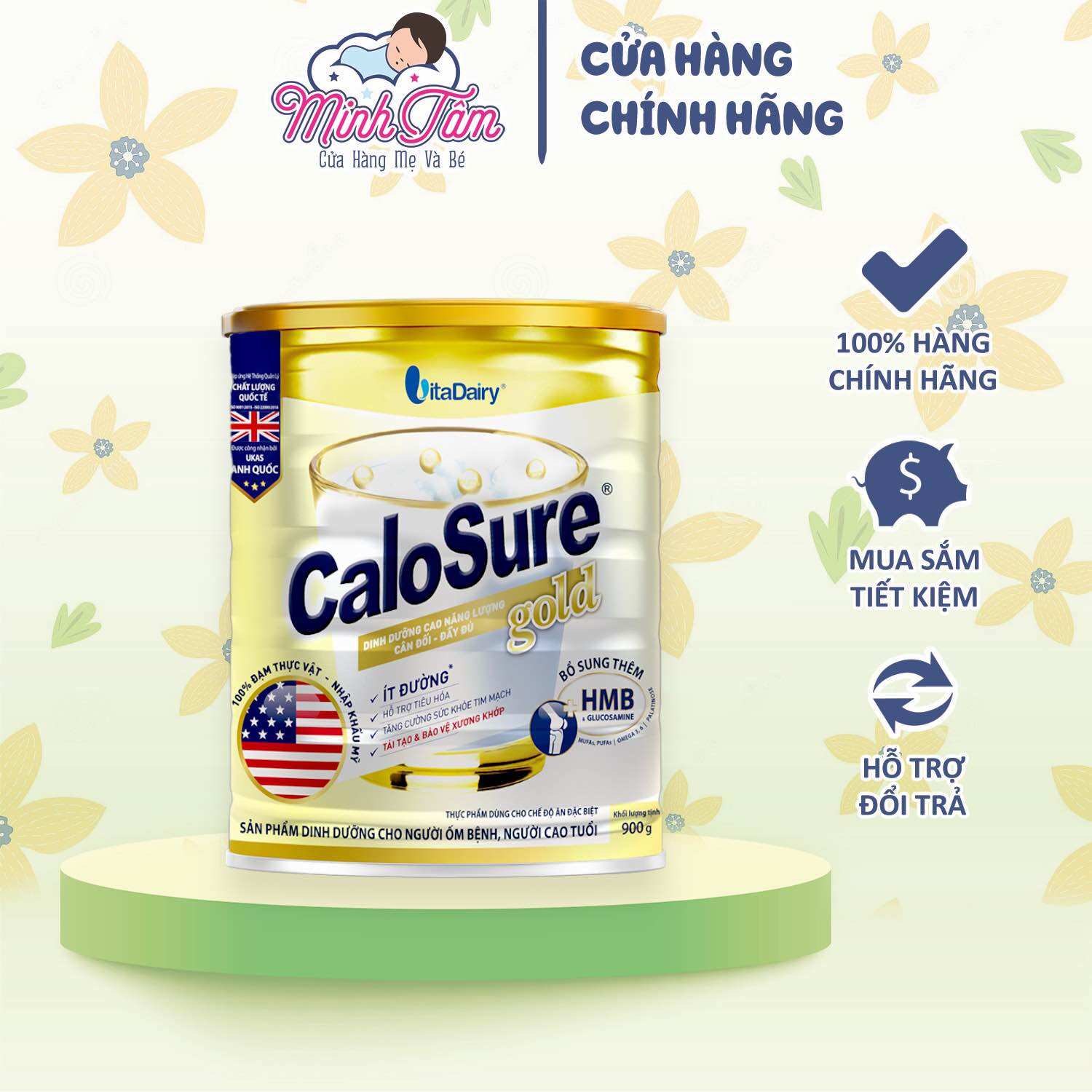 [Date mới, Mã QR] Sữa bột Calosure Gold (900g)