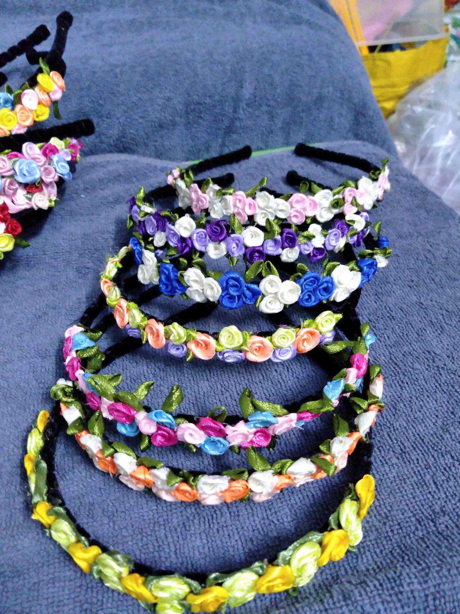 Băng đô ( bờm cài tóc ) hoa vải nhí , Hand made nhiều màu