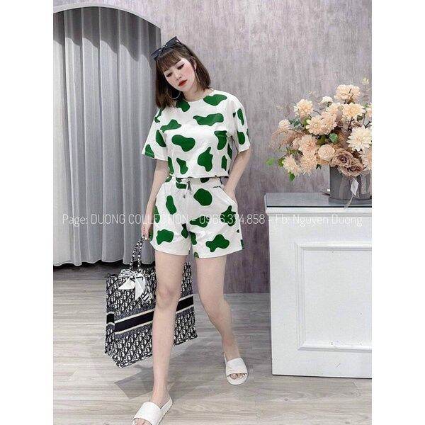 Bộ cộc áo Croptop bò sữa