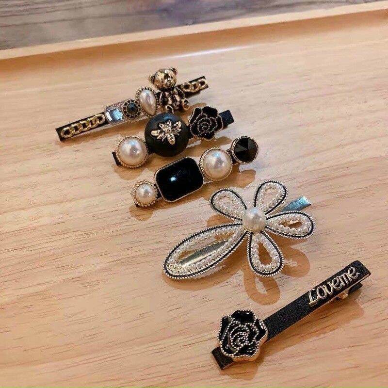 Set kẹp tóc hoa đen 5 chi tiết