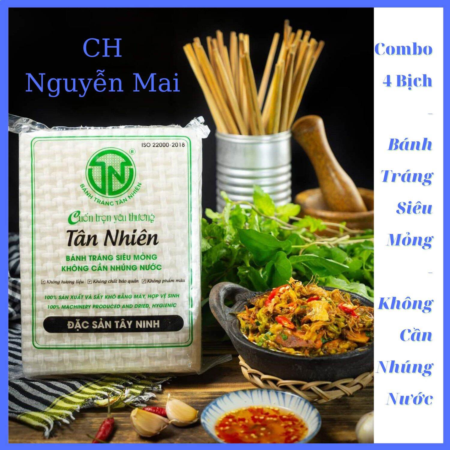 Combo 4 bịch - bánh tráng siêu mỏng tân nhiên 470g/bịch - đặc sản tây ninh