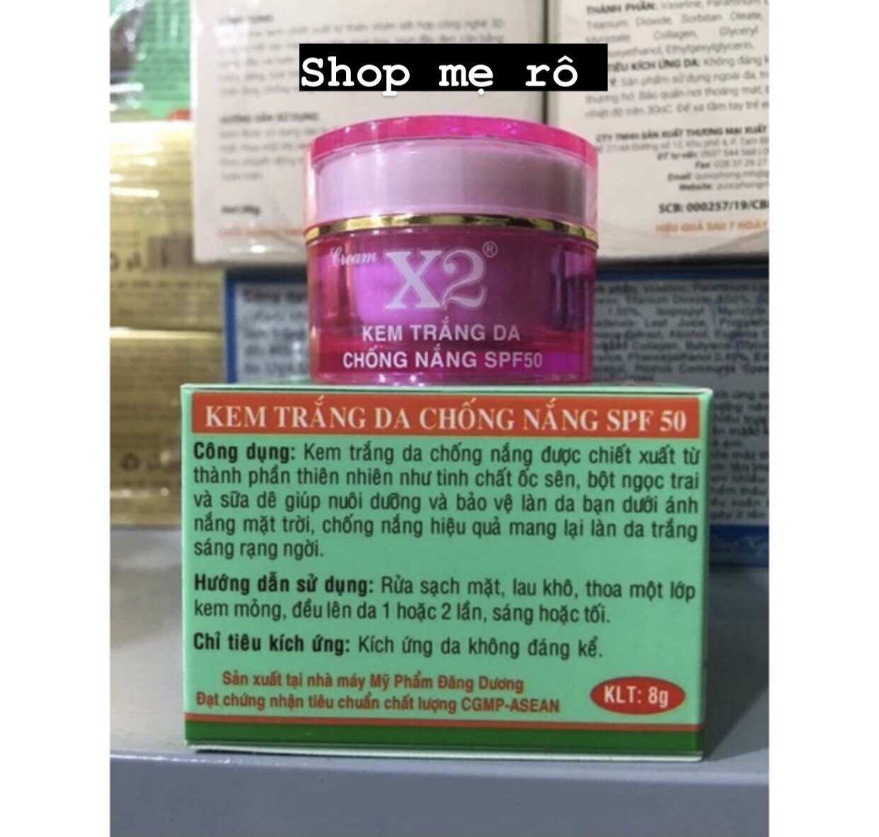kem x2 trắng chống nắng hủ 8g