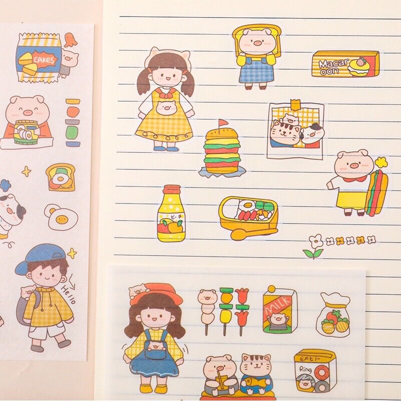 Set 4 Tấm Sticker Dễ Thương Dùng Trang Trí Sổ