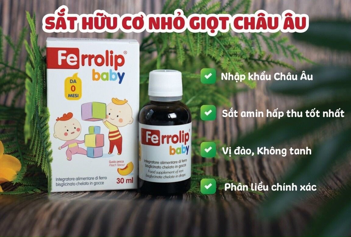 Ferrolip baby sắt hữu cơ vị đào cho bé