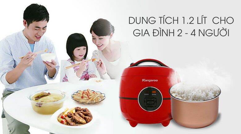 Nồi cơm điện Kangaroo 1.2 lít KG822 đỏ ( Hàng trưng bày 99%)