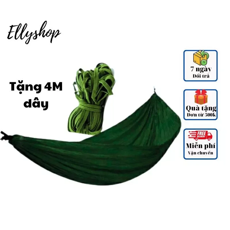 Võng dù 2 lớp/ võng xanh/kích thước 1m4x2m2