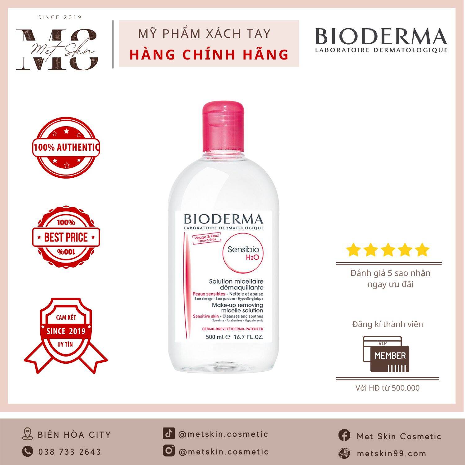 [ Pre Order ] Nước Tẩy Trang Da Khô Nhạy Cảm Bioderma ( 500Ml )