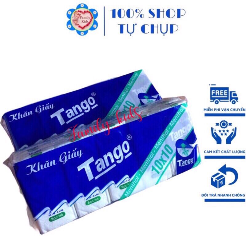 Lốc 10 gói khăn giấy bỏ túi Tango hương Bạc Hà