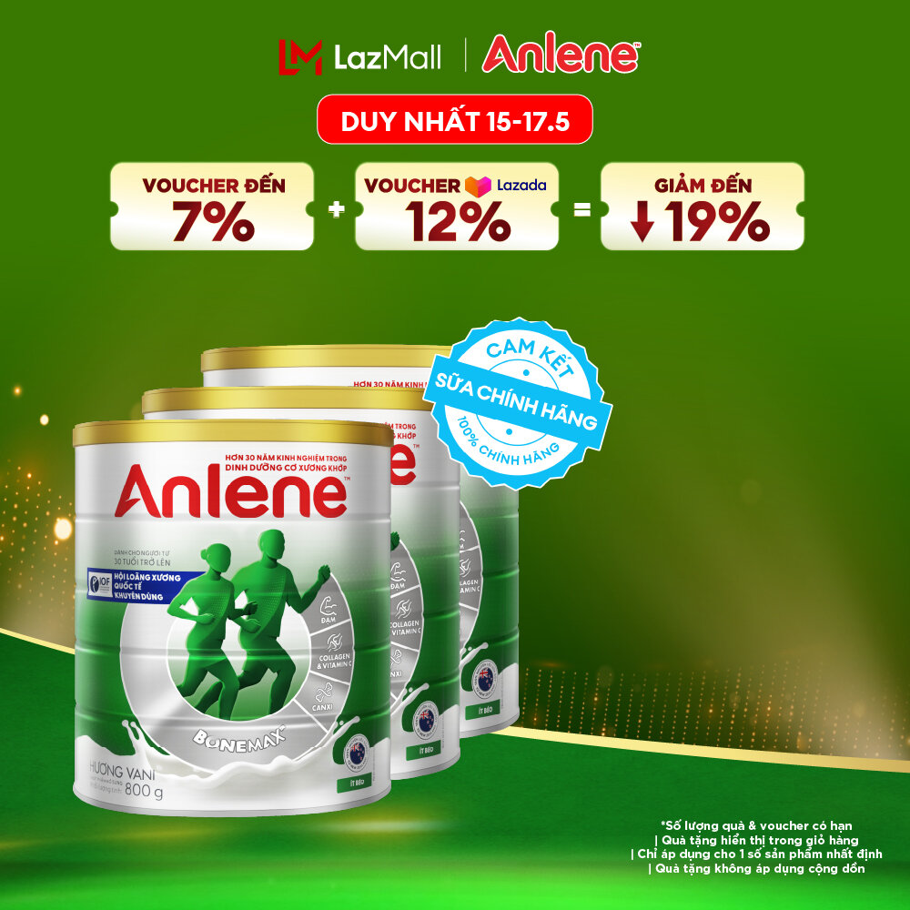 [Voucher giảm đến 26%]Combo 3 Sữa Bột Anlene Hương Vani 800G