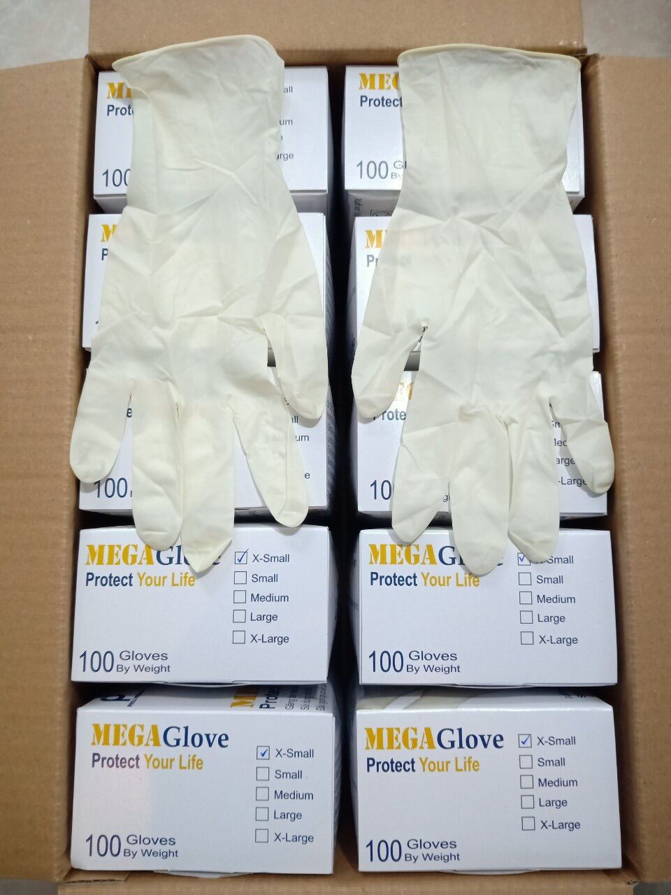 Hộp 100 cái Găng tay y tế Latex mega GLove khám bệnh  có bột và không bột