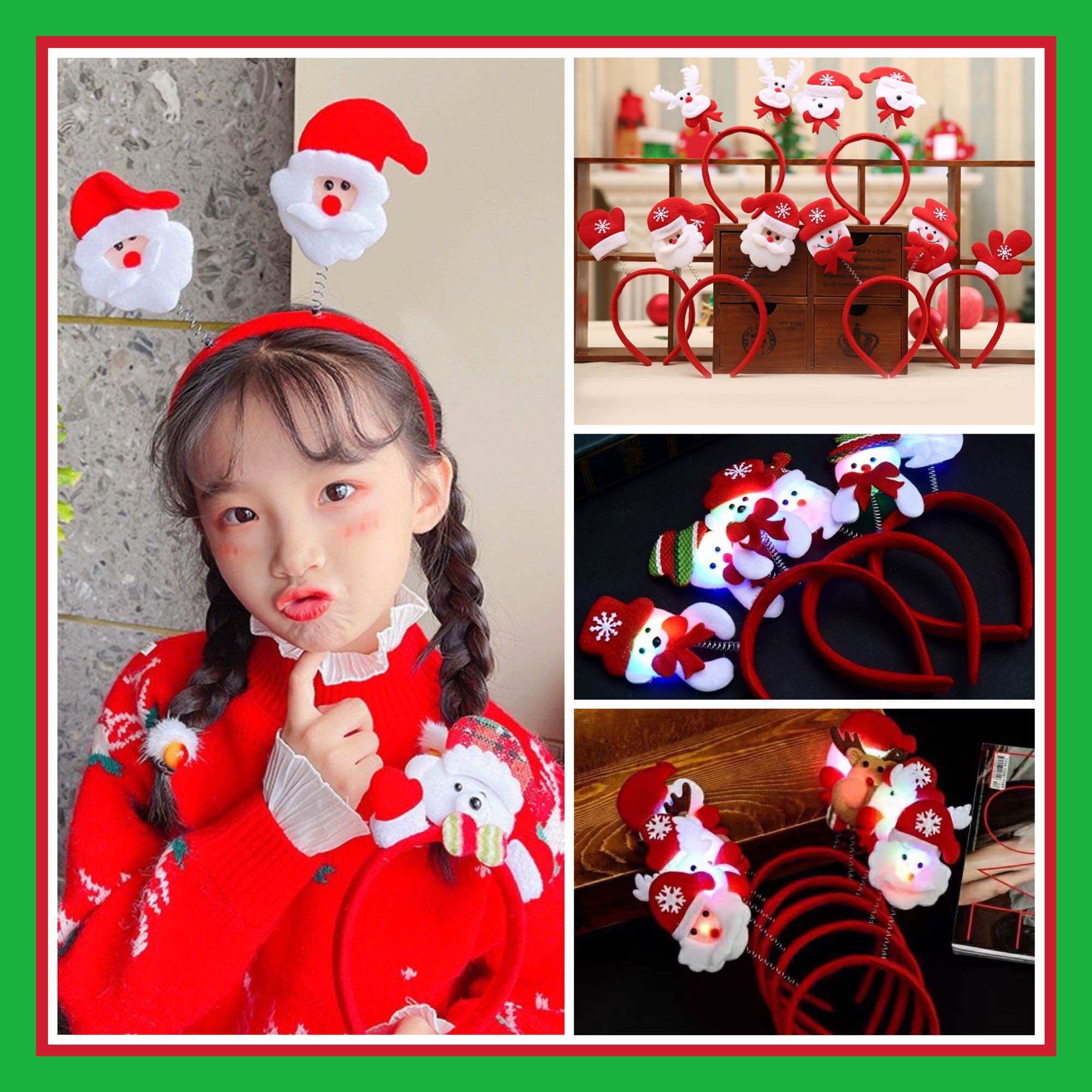 Sỉ-lẻ Băng đô giáng sinh, cài tóc Noel có đèn Led hình ông già, tuần lộc, người tuyết dễ thương