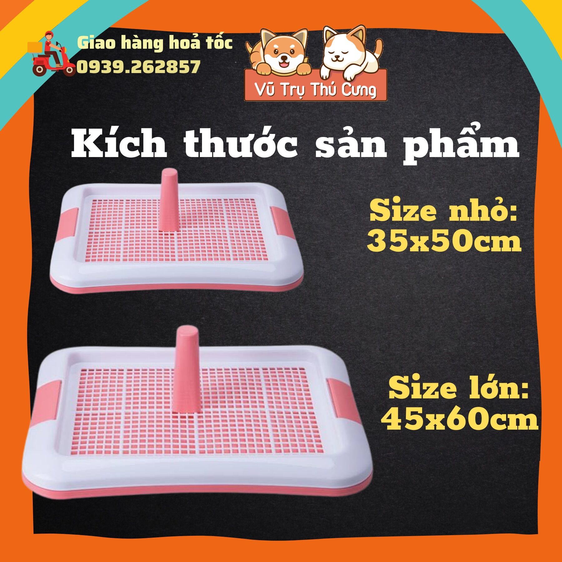 Khay vệ sinh cho chó có cọc tè, dễ dàng vệ sinh