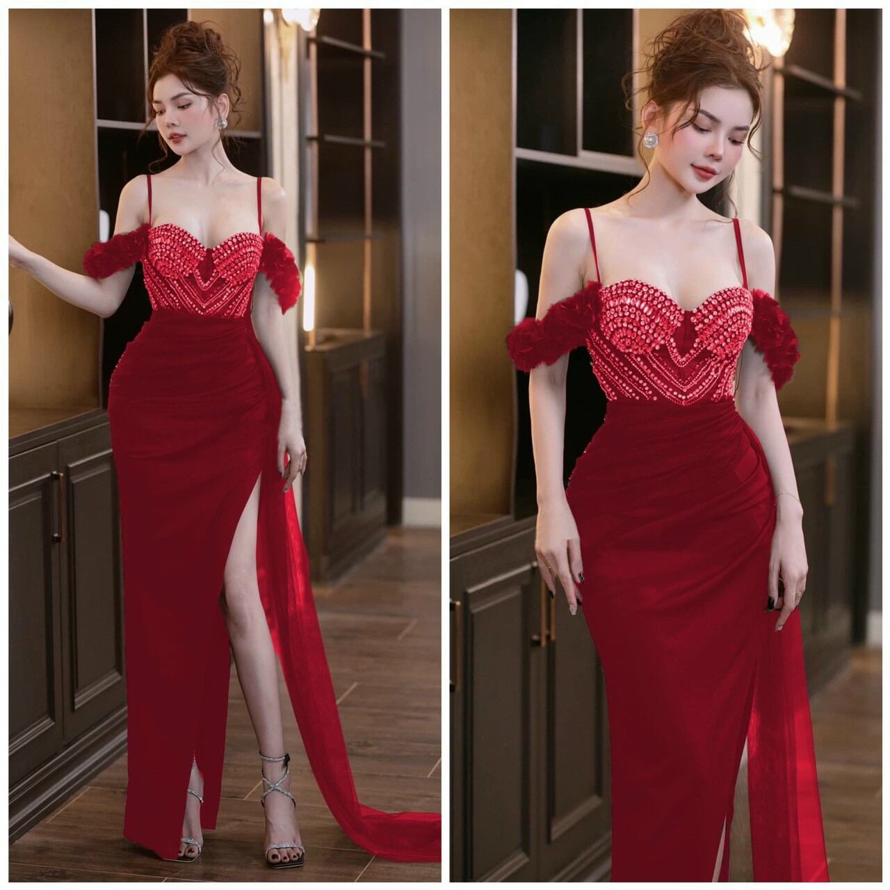 ĐẦM BODY BẸT TÀ LƯỚI RỜI KẾT ĐÁ( kèm ảnh thật )