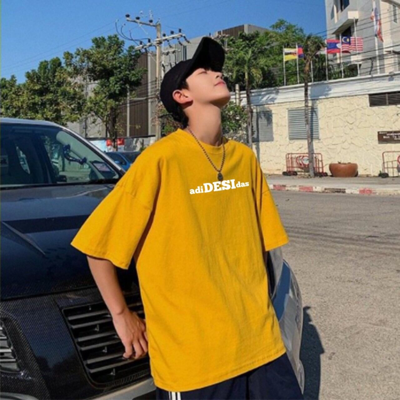 Áo thun nam màu vàng basic có bigsize đến 80kg