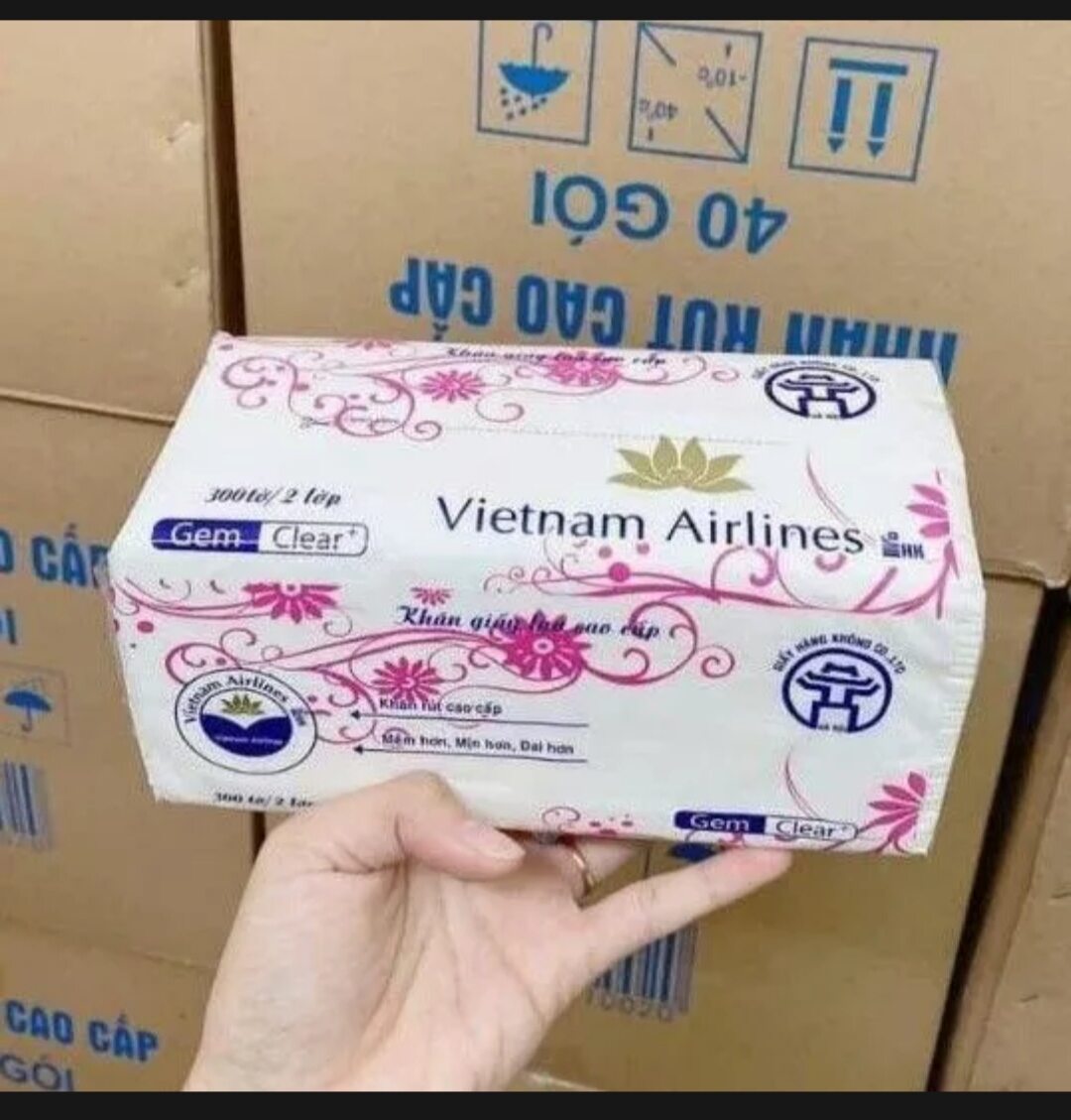 Combo 1 Thùng 40 bịch khăn giấy lụa rút Vietnam airlines 3 lớp