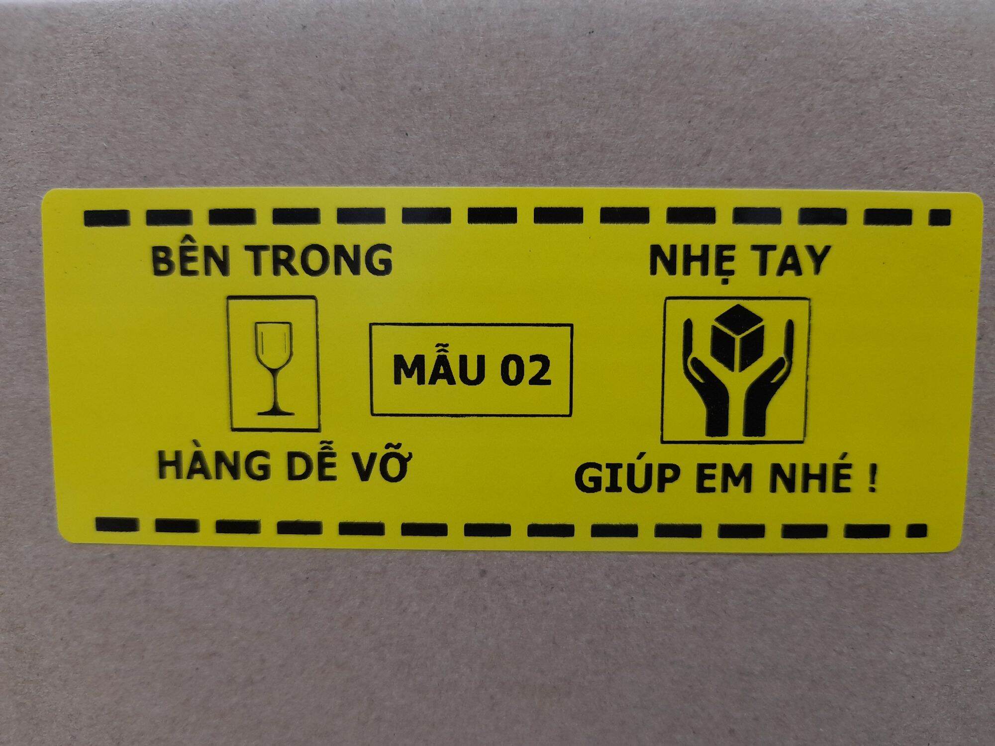 100 Tem - Tem dán cảnh báo hàng dễ vỡ khổ 103x40mm