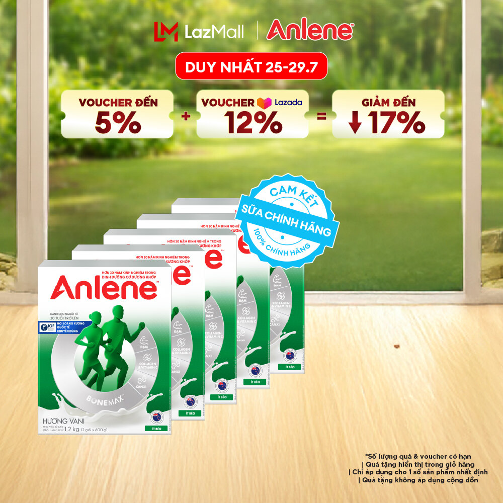 [Voucher giảm đến 26%]Combo 5 Sữa Bột Anlene Hương Vani 1.2Kg