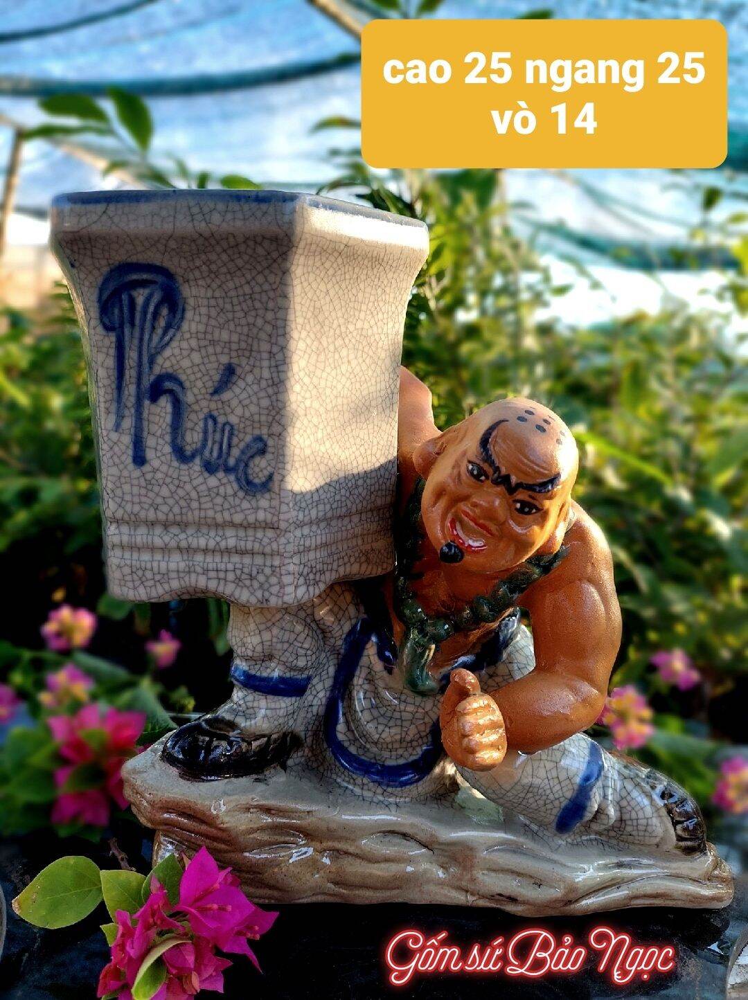 Chậu tượng la hán ghềnh đá men sứ loại 1 góm sứ bảo ngọc