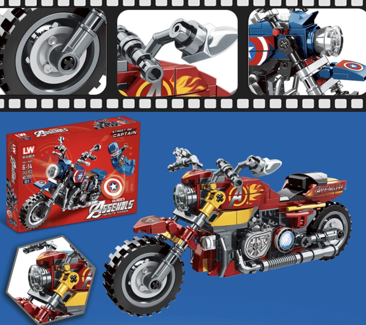 Bộ lắp ráp xếp hình xe máy Harley davidson Iron Man