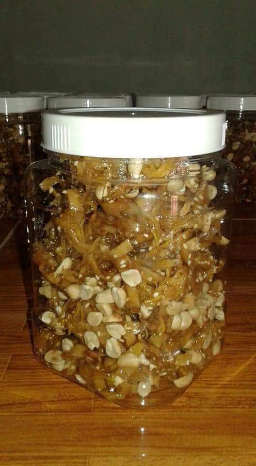 Hũ 550g mứt chuối xào gừng dừa đậu phộng nhà làm