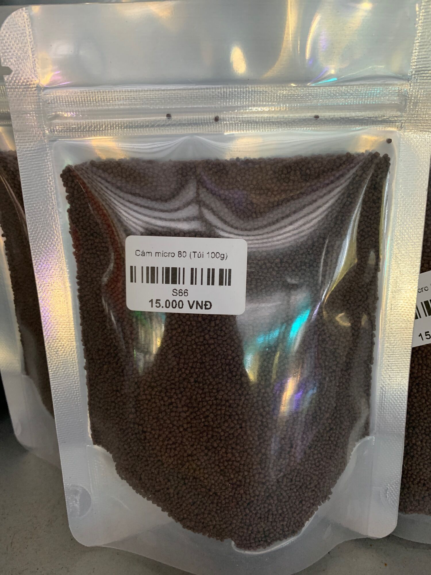 Cám micro 80, cám cho cá mau lớn túi 100g