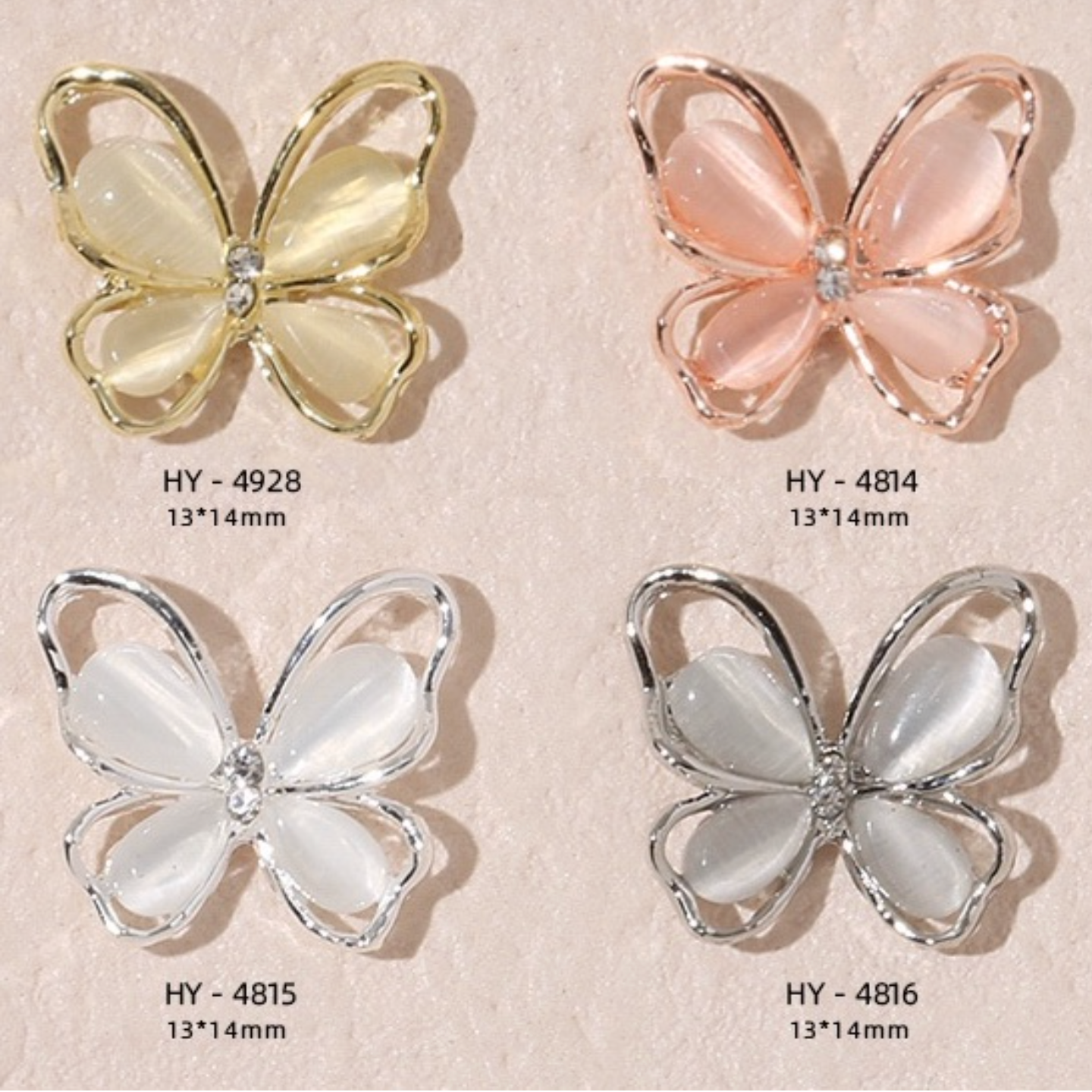 Charm bướm thạch đính móng trang trí nail