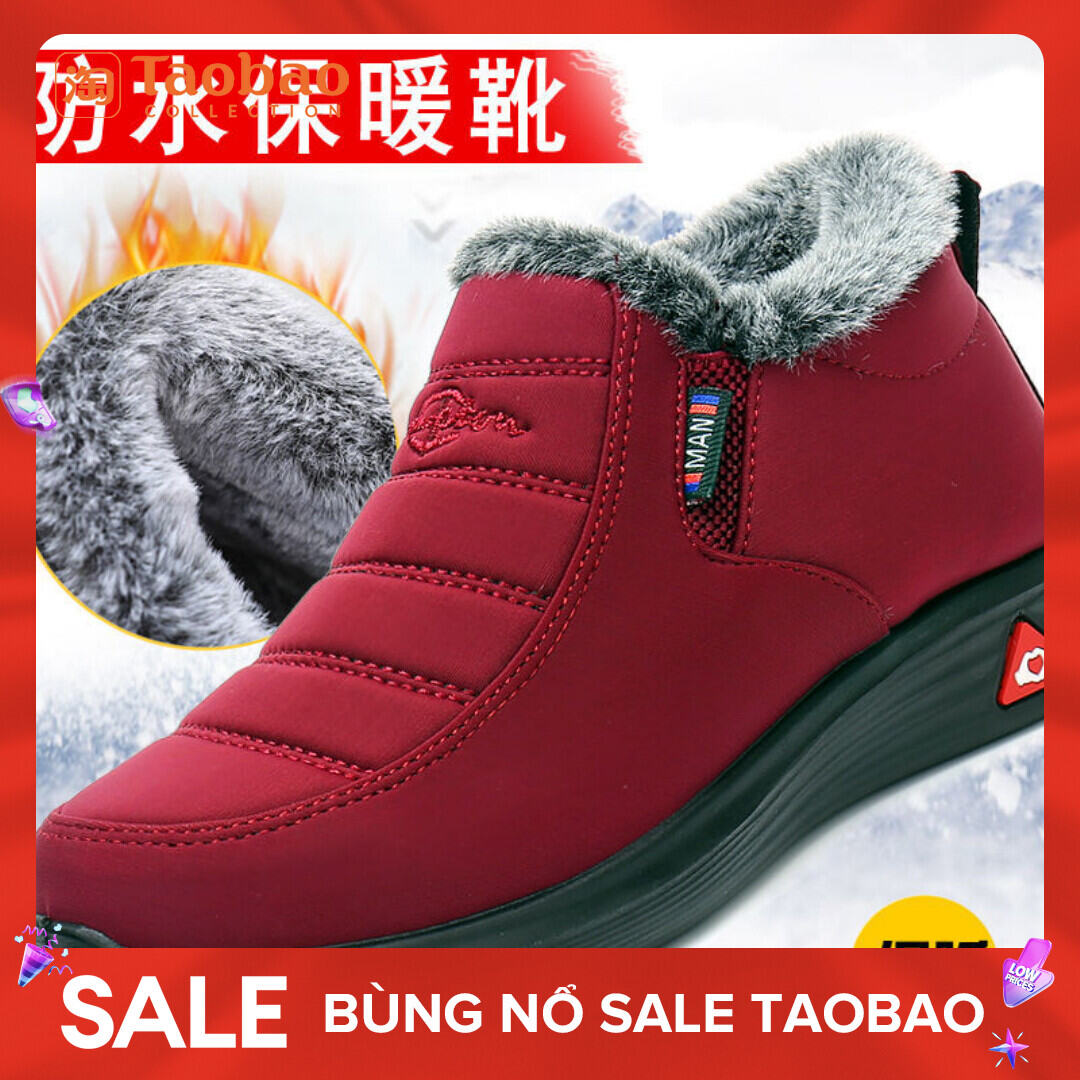 Giày Bông Nữ Giữ Ấm Lót Lông Mùa Đông 21 Giày Vải Bắc Kinh Cổ Chống Thấm Nước Giày Nữ Giày Bông Nữ Thể Thao Thường Ngày Dày Dặn Giữ Ấm