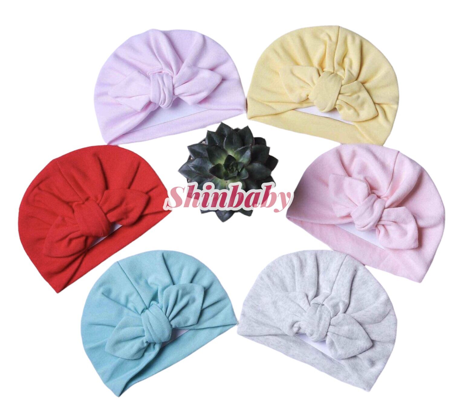 Mũ turban nơ nhọn vải cotton mềm mát co giãn thoải mái cho bé gái siêu xinh