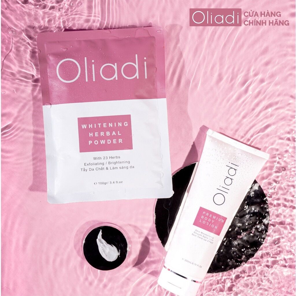 ♥️combo kem body oliadi+ 1 gói bột tắm trắng thảo mộc oliadi 100g spf25+ dưỡng ẩm trắng da