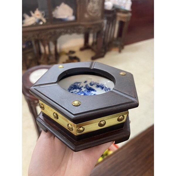 Gạt tàn lòng sứ gỗ trắc cao cấp