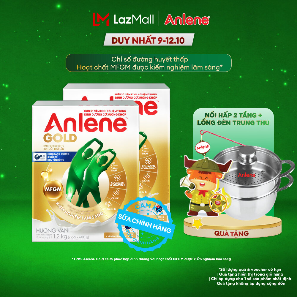 [Voucher giảm đến 16%][FREESHIP 0Đ TOÀN QUỐC] Combo 2 Sữa Bột Anlene Gold Hương Vani 1.2Kg