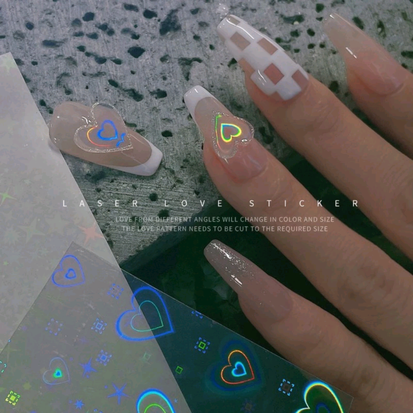Sticker dán móng trang trí nail hình trái tim mẫu mới nhất