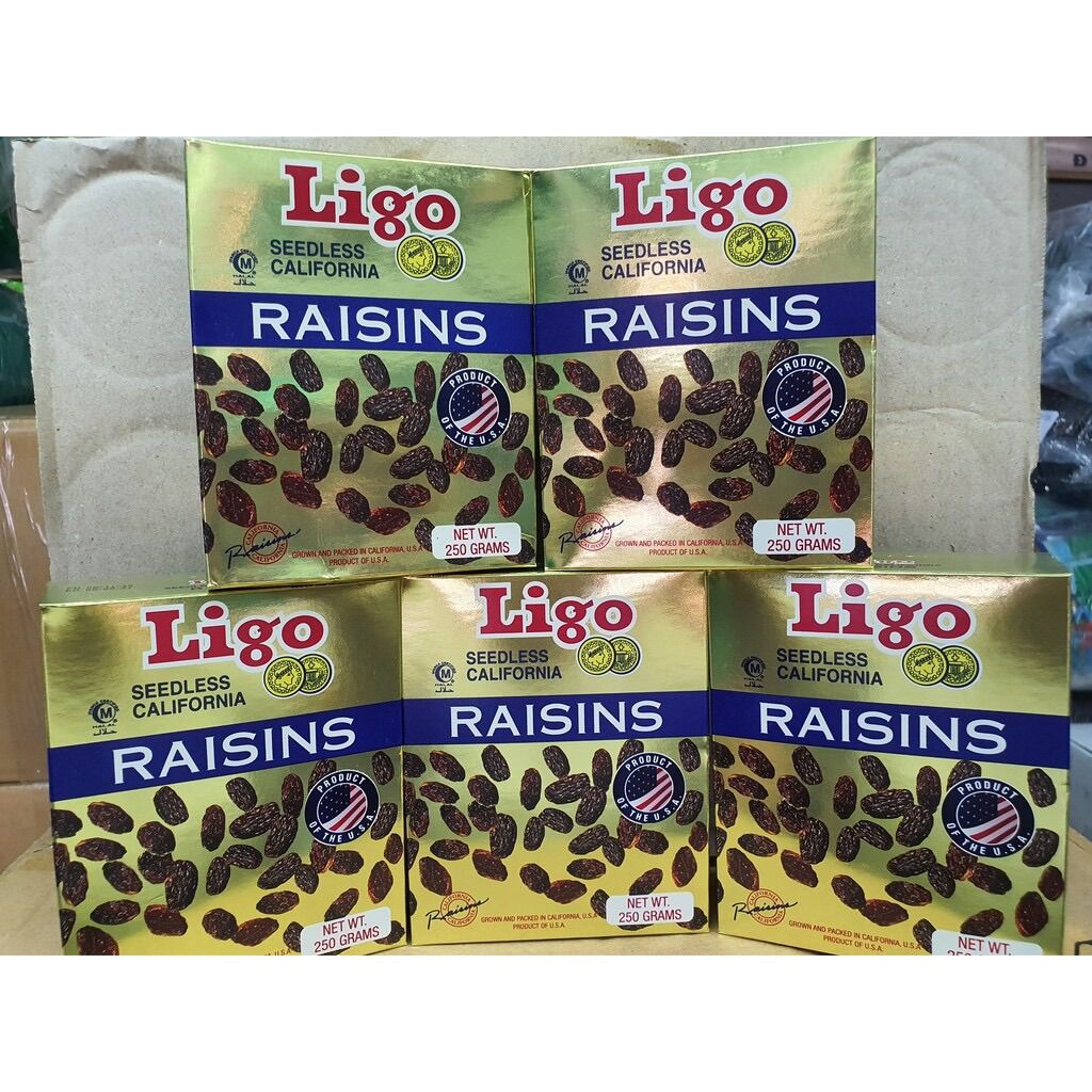 Nho đen khô đóng hộp 250gram/ nho đen khô ligo seedless califonia raisins