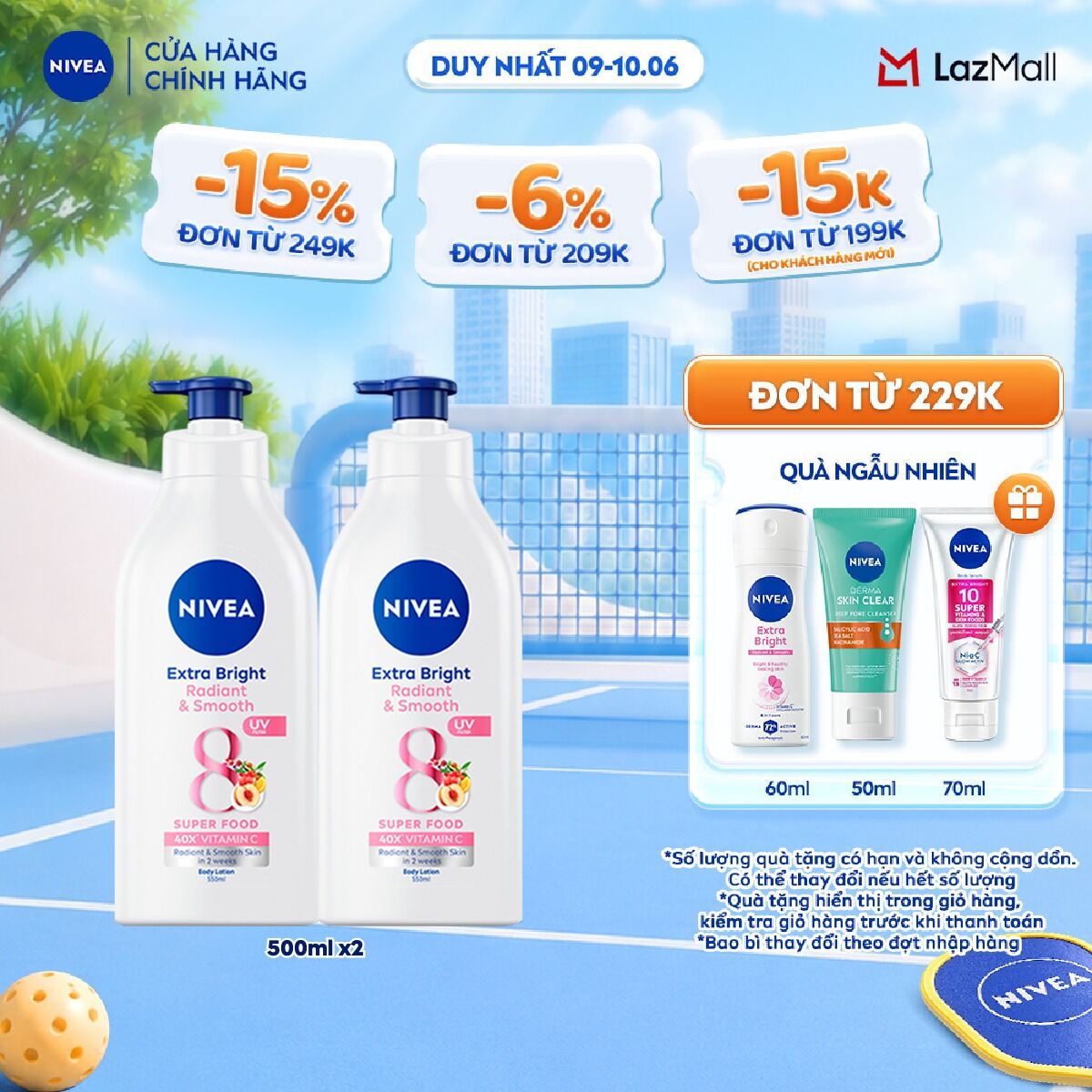 Bộ 2 Sữa Dưỡng Thể NIVEA 8 Super Foods Dưỡng Sáng Da | Mịn Da (550 ml x2) - 98924x2