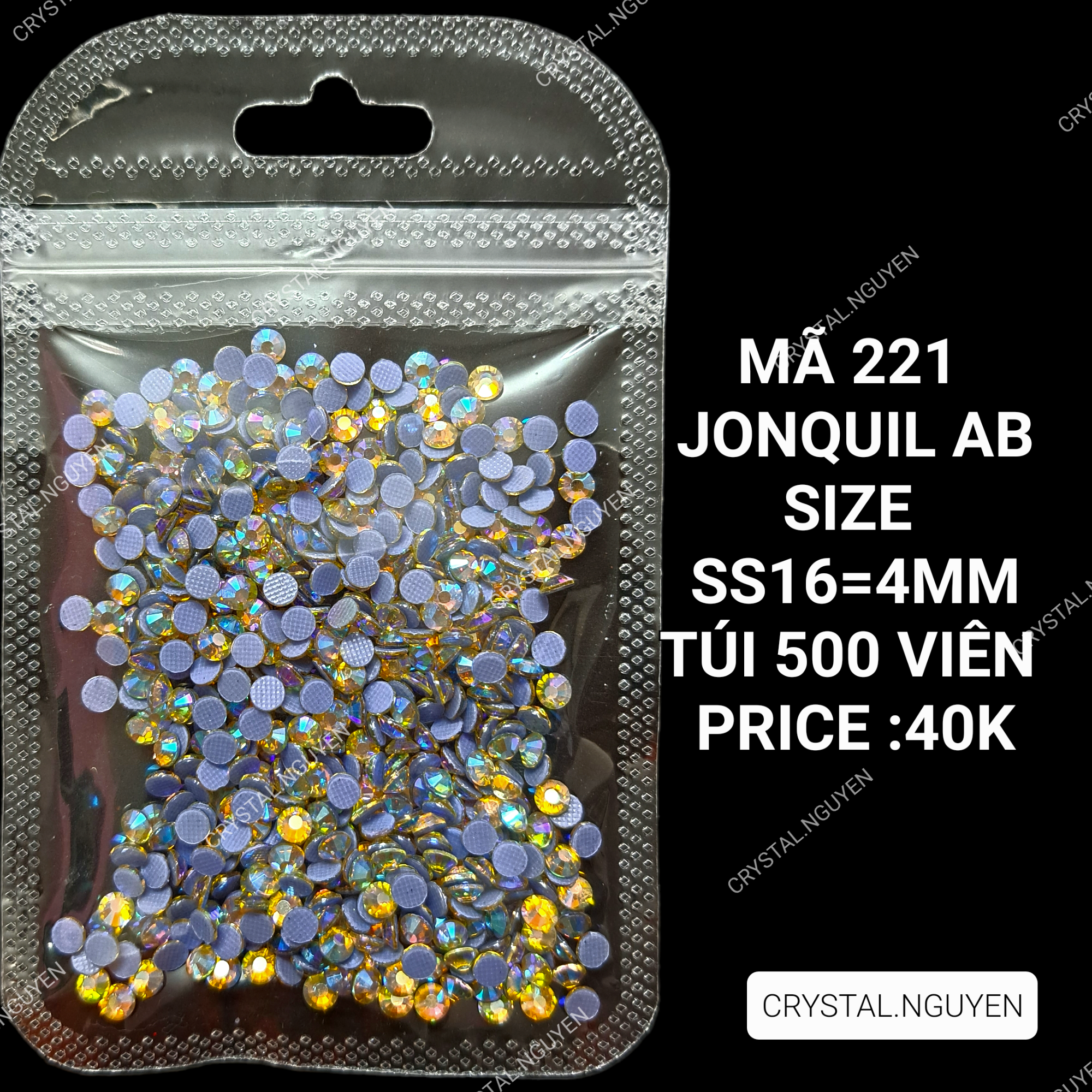 MÃ 221 JONQUIL AB- ĐÁ NAIL KHAY - ĐÁ TÚI MIX SIZE- ĐÁ LẺ SIZE