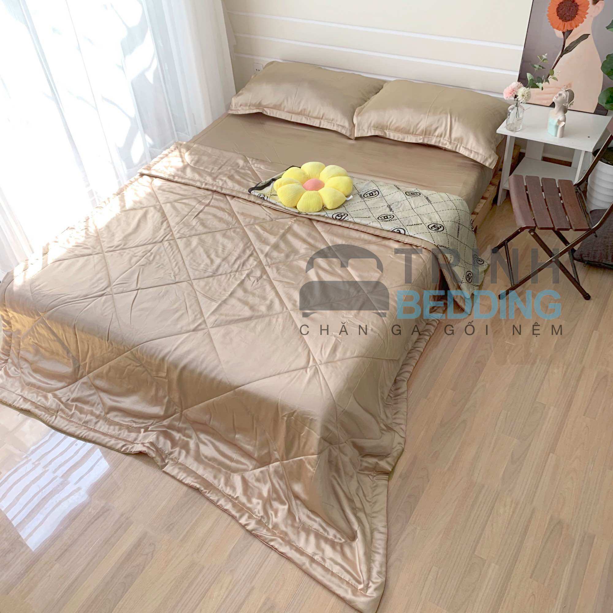 Bộ Drap Phi Lụa Mịn Mát M6| M8 x2M Cao Cấp TrinhBedding Chăn chần bông