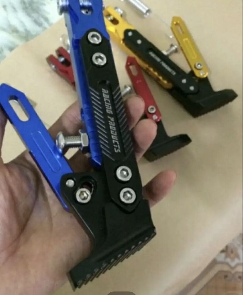 Chân chống xe máy Racing CNC màu xanh