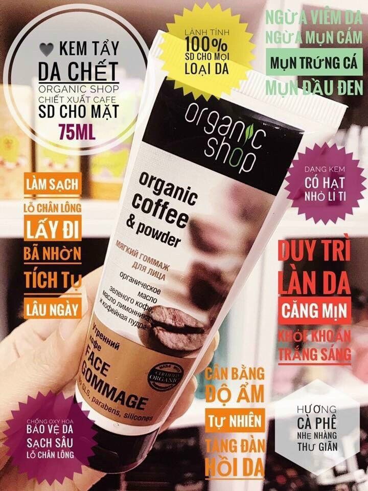 Kem tẩy da chết mặt organic shop 75ml