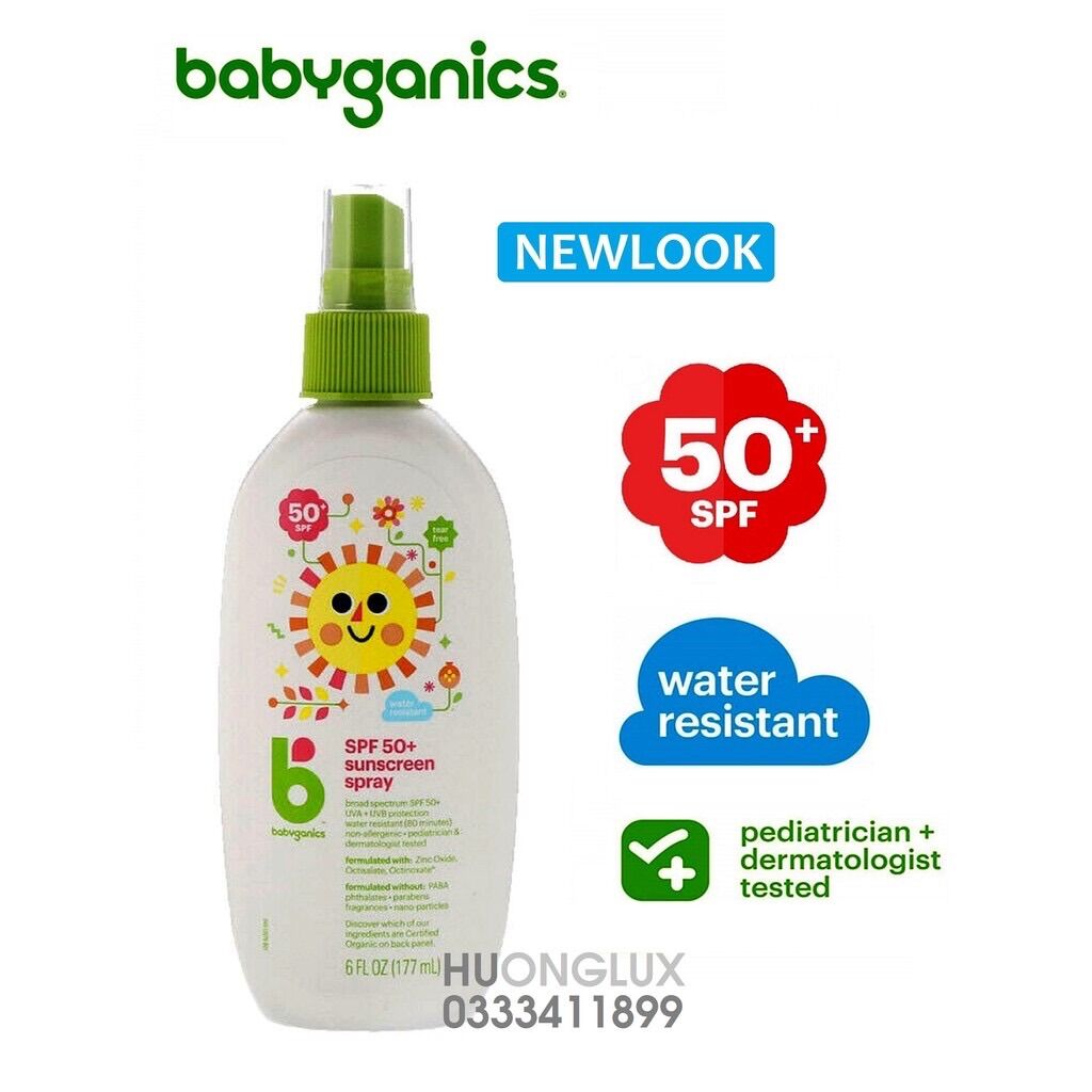 [HCM]Xịt chống nắng cho bé Babyganics Mineral-Based Baby Sunscreen SPF 50